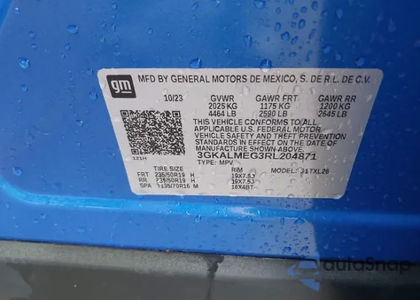 2024 GMC Terrain Fwd Sle from USA, damaged, VIN 3GKALMEG3RL204871